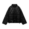 Womens Leather Faux Pu Parkas Coat Winter Jacket Outwear Pocket Long Sleeve Top Solidwear Ladies Elegant TRF 230209