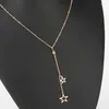 Цепи мода простые звездные ожерелье Пентаграммы подвесной конец ювелирные украшения золотая цветовая цепь коллеги для женского подарка