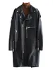 Womens Leather Faux Nerazzurri Autumn Overdized Black Long Biker Jacket Sleeve Spring Loose Streetwear 230209