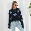 Kvinnors tröjor Kvinnor Tassel Butterfly Sticked Crop Sweater Y2K Streetwear Autumn Winter Long Sleeve Loose Knit Knitwear Jumper Tops