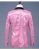 Mens Suits Blazers Pink Sequin One Button Dress Brand Nightclub Prom Men Suit Jacket Wedding Stage Singer Costume Bowtie Include 230209