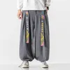 Calça masculina mrgb masculino bordado chinês Corduroy cor sólida cor de tamanho grande homem harém calça de streetwear cargo calça de moletom