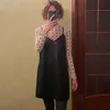 الفساتين غير الرسمية ardm أنيقة للنساء فوكس جلود الدانتيل فوق زر أكمام