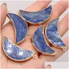 Charms Natural Semiprecious Stone Pendant Moon Shape Blue Aventurine Diy Jewelry Making Necklace Bracelet Giftcharms Drop Deli Dh4Sb