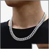 Hangende kettingen 18 inch 10 mm 925 Sterling Sier instelling Iced Moissanite Diamond Hip Hop Cuban Link Chain Miam Dhgarden Drop del Dhiau