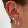 Boucles d'oreilles créoles 2 pièces en acier inoxydable minuscule cristal zircone pour femmes petit Huggies pendentif Cartilage Piercing bijoux