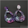 Bengelen kroonluchter overdreven waterdruppel geometrische cirkel acetaat acryl hars luipaard print grote statement ladys earrin dhyv5