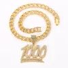 Pendentif Colliers Hommes Hip Hop 1000 Numéro Collier Miami Chaîne Cubaine Glacé Bling HipHop Mâle Mode Street Dance Bijoux