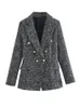 فستان ثنائي Traf Office Office Lady Blazer Sterts مجموعات الخريف الشتاء أنثى أنثى السترات المزدوجة الصدرية الصغيرة تنورة طويلة الأكمام قمم 230208