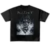 Designer Fashion Saint Michael T Shirt Dark Limited High Street Old Washed Short Sleeve Tee