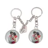 Party Favor Sublimate Blank Couple Keychain Heat Transfer Printing Round Heart Keychain Pendant DIY Gift Keyring
