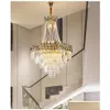 Kronleuchter Luxus moderner Kristallleuchter f￼r Wohnzimmer Gold Loft Kette Leuchte gro￟e Treppe Cristal Lamp Home Decor L DHP3F