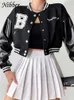 Giacche da donna Nibber Autunno Inverno Giacca da baseball uniforme Lettera Stampa Top Street Cappotto casual Bomber stile cool per abbigliamento 230209