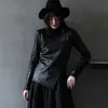 Kvinnor läder faux umi mao mörk yamamoto stil oregelbunden stativ krage diagonal blixtlås tröja kvinnlig cool svart gotisk jacka y2k 230209