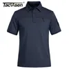 Men S Polos Tacvasen med 2 blixtlåsfickor Taktisk militär kortärmad polo -skjortor Casual Team Work Golf Tops Man Clothing 230208