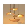 Pendant Lamps Hand Knitted Bamboo Lamp Creative Curve Leaf Light El Restaurant Cafe Mall Shop Bedroom Handmade Suspension Hanging Dr Dhesh