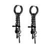 Hoepel oorbellen Gotisch roestvrij staal voor man vrouwen veer kruis hanger lange tassel ketting unisex piercing sieraden