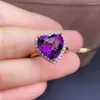 Кластерные кольца Love Heart Natural и Real Amethyst Кольцо 925 Стерлинговое серебро 12 12 мм драгоценный камень для мужчин или женщин