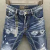 Dsquare jeans D2 PHANTOM TURTLE Clássico Moda Homem Jeans Hip Hop Rock Moto Mens Casual Design Rasgado Jeans Angustiado Skinny Denim B fQV