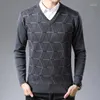 Maglioni da uomo Autunno Inverno Uomo Jacquard Maglia Moda Casual Scollo a V Manica lunga Pullover Vintage Argyle Slim Fit Maglioni Uomo