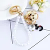 Keychains XDPQQ Korea Creative Tea Tree Flower Pearl Keychain Pendant Metal Par Fred22