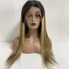 European Human Hair Silky Straight Ombre T1b/4# Piano T1b/27# 13x4 Lace Front Wig for Black Woman