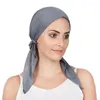 Abbigliamento etnico Sciarpa pre-legata musulmana Berretti chemio Berretti con berretto Donna Turbante Cappello Copricapo Foulard Avvolgere Cancro Bandane Accessori per capelli