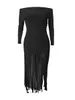 プラスサイズのドレスLWプラスサイズのドレス肩からオフタッセルデザインボディコンドレスパーティーのためのエレガントな女性のドレス長いプロムファッションドレス230209