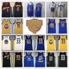 Hommes les finales Patch Basketball Klay Thompson Jersey 11 James Wiseman 33 Black Navy Bleu blanc jaune couleur Away Breathable for Sport Fans Uniforme Good Quality