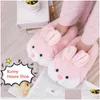 Scarpe da casa House Donne Fluffy Slipisti simpatici cartone animato Pink Bunny Girls Slides Camera da letto conigli interni con lussuosi signore peluche casual 2109 dhgbn