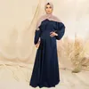 Ubranie etniczne Elegancka muzułmańska sukienka dla kobiet 2023 Spring Fashion Belted Maxi Dubai Abaya Party Solidny Turcja z długim rękawem Hidżab Kaftan