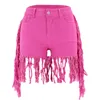 European American jeans sexy shorts high stretch low waist side long fringe women's jeans shorts 9072