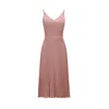 Повседневные платья 2022 Сексуальные женщины летние спагетти ремешок v-образец розовая женщина плиссированная миди-офисная вечеринка Y2302