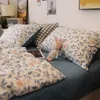 Bedding Sets Autumn And Winter Milk Fiber Coral Fleece Rhinestone Velvet Bed Sheets Three-Piece Cotton Plus Duvet Cover