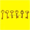 Charms 40pcs/1 Set Fack Heart Bow Bow Collece Penne Antique Vintage Old Look Bronze Skeleton Keyscharms Drop Delive 202 DHS8F