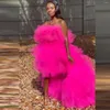 Jupes Fuchsia hautes et basses robes en Tulle pour femmes à plusieurs niveaux sans bretelles Faldas volants sur mesure robe d'anniversaire et de fête