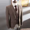 Men's Suits Tweed Men For 3 Piece Custom Made Groom Tuxedo Tailor Wool Male Fashion Wedding Costume Jacket Vest With Pants