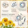 Wedding Rings Anxiety Ring Adjustable Spiral Open Rotatable Stress Reliever Spinner For Women Men Sunflower Moon Gifts