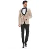 Abiti da uomo su misura Beige Smoking da sposo Scialle Risvolto Groomsmen Matrimonio / Ballo / Cena Uomo Blazer Giacca Pantaloni Gilet w868