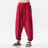 Men's Pants Summer 2023 Wide Leg Men Cotton Lnen Bloom Mens Red Chinese Harem Male Trousers Pantalon Hombre 5XL