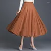 Skirts Tulle Skirt Women Long Maxi Harajuku Preppy Style 2023 Spring Summer Black Pink High Waist Pleated Female