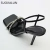 サンダルsuojialun New Brand Women Sandal Fashion Bling Crystal Rearst Band Ladies Gladiator Shoes Thin High Heel Outdoor Dress Pumps T230208