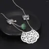 Correntes 925 Colar de pingente de trava Ruyi Sterling Ruyi para mulheres meninas Retro verde Lotus POD Charker Jade Colares Jewelry XL053