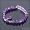 P￤rlstav grossist naturlig energi ametyst handstring sten p￤rla armband med k￤rlek hj￤rta lyft elastiska smycken av kvinnors ￤delsten br dhs0e