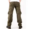 Pantalones para hombres Multi Hombres Bolsillos de carga Ejército Verde Estilo militar Algodón táctico Pantalones rectos casuales al aire libre para hombre