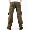 Men's Pants Men's Multi Men's Cargo Pockets Army Green Military Style Tactical Cotton Outdoor Casual Straight Trousers For Male