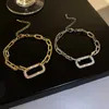 Link Chain Ins Style Vintage Simple Geometric Crystal Charm Bracelet Korean Fashion Design Chain Cuff Bracelets Personality Hand Jewelry G230208