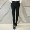 Pantaloni da uomo Abito di qualità Tinta unita Pantaloni da ufficio casual da lavoro Slim Abito da sposo da sposa Taglia grande 6XL 230209