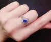 Bagues de cluster Sapphire Y415 Pure 18 K Naturel Royal Blue Gemstones 0.62ct Diamants Gems Bague Femme