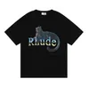 America Tide Brand RHUDE Printed T Shirt Men Women Washed Do Old Round Neck treetwear T-shirts Spring Summer High Street Style Qua283I